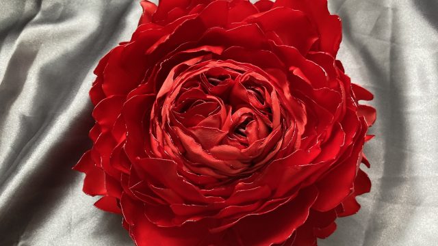 6-Inch Large Red Satin Ornamental Peony